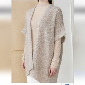 Latierra 70% Alpaca Wool Cozy Gray Open-Front Poncho Cardigan Sweater